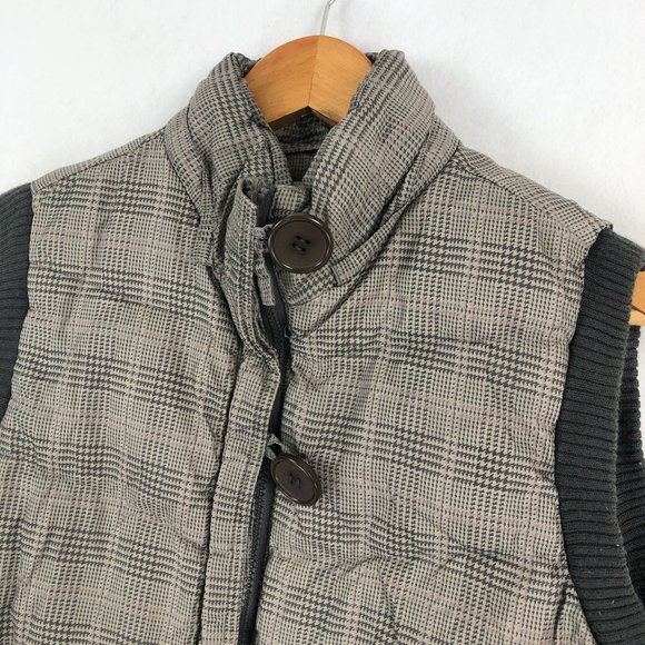 American Rag Women's Size Medium Grey Plaid Button Front Down Vest - Picture 4 of 10